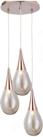 Aca Κρεμαστό Φωτιστικό Χάλκινο Μπάλα με Ντουί E14 41εκ.