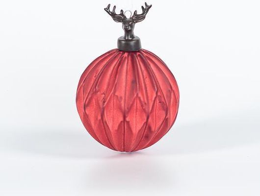 Χριστουγεννιάτικη Μπάλα Eurolamp 600-44850 Πορσελάνινο με Τάρανδο Φ8cm Κόκκινο