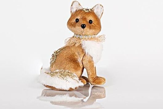 Χριστουγιεννιάτικη Διακοσμητική Φιγούρα Αλεπού Eurolamp Υφασμάτινη 14x38x17cm Χρυσό