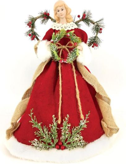 Χριστουγιεννιάτικη Διακοσμητική Φιγούρα Αγγελάκι Aca Υφασμάτινη 1240cm Κόκκινο