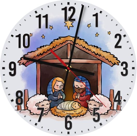 Ρολόι Τοίχου Koupakoupa Η Γέννηση Του Ιησού Ξύλινο 30cm Λευκό