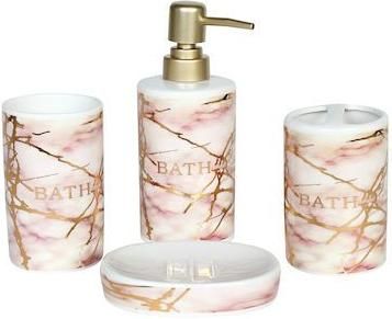 Σετ Μπάνιου Keskor 96432-1 με Ποτηροθήκη Κεραμικό 4τμχ Πολύχρωμο