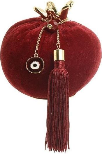 Διακοσμητικό Ρόδι Inart Επιτραπέζιο Υφασμάτινο 10x10cm Μπορντώ