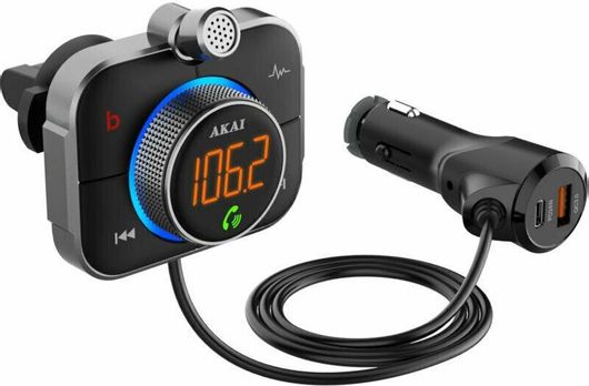 FM Transmitter Αυτοκινήτου Akai FMT-95BT με Bluetooth / Micro SD / USB Type-C
