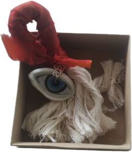 Γούρι Μάτι με Κορδέλα 14x6cm Κόκκινο