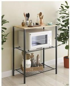 Ραφιέρα Κουζίνας Homeplus 07.01.1082 3 Θέσεων Μεταλλική 90x40x90cm Μαύρο