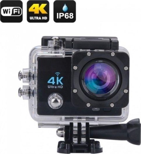 Action Camera DV124 4K Ultra HD Υποβρύχια με Θήκη με WiFi με Οθόνη 2" Μαύρο