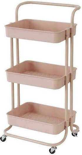 Τρόλει Κουζίνας Ankor 3 Θέσεων Μεταλλικό 43x36x86cm Ροζ
