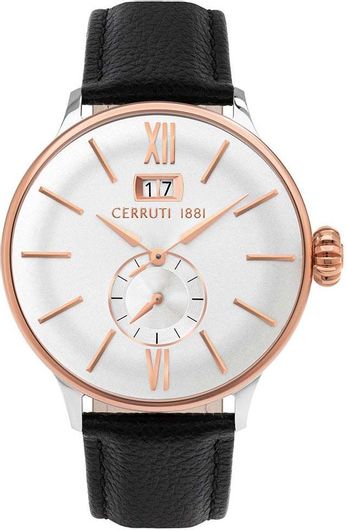 Αντρικό Ρολόι Cerruti CRA27303 με Δερμάτινο Λουράκι Μαύρο