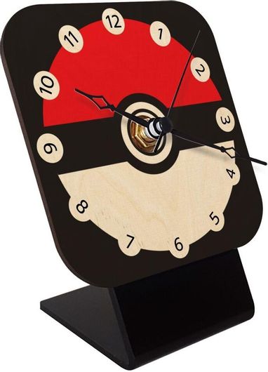 Gaming Επιτραπέζιο Ρολόι Koupakoupa Pokemon Ball Φυσικό Ξύλινο 10cm