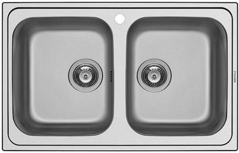 Νεροχύτης Κουζίνας Pyramis Athena Extra 107162301 Ένθετος 2B Inox Σαγρέ 79x50cm Ασημί