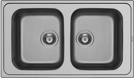 Νεροχύτης Κουζίνας Pyramis Athena Extra 107163401 Ένθετος 2B Inox Σαγρέ 86x50cm Ασημί