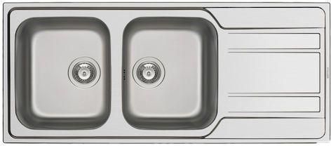 Νεροχύτης Κουζίνας Pyramis Zeda Extra 107153600 Ένθετος 2B 1D Inox Σατινέ 116x50cm Ασημί