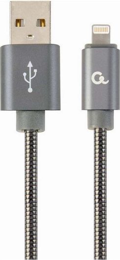 Καλώδιο Cablexpert CC-USB2S-AMCM-1M-BG Premium Spiral Metal USB 2.0 USB-C male - USB-A male 1m Γκρι