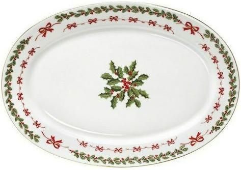 Χριστουγεννιάτικη Πιατέλα Cryspo Trio Πορσελάνινη Λευκό