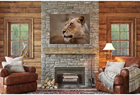 Πίνακας IDP Creations Κοντινό Πορτραίτο Λέαινας σε Καμβά 90x65cm