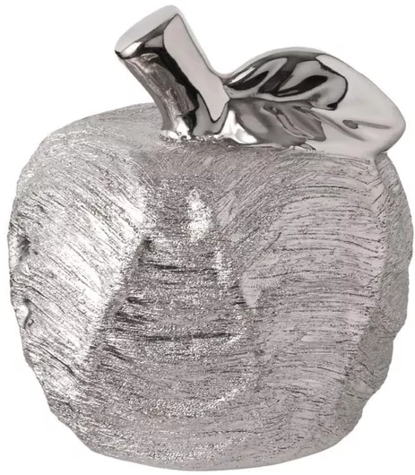 Γούρι Μήλο Κεραμικό 11x10cm Ασημί