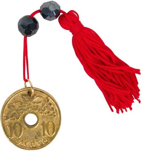 Γούρι Δεκάρα Κρεμαστή με Χάντρες 16cm