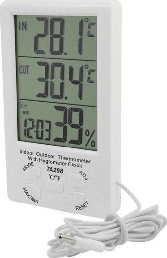 Θερμόμετρο & Υγρασιόμετρο TA298 Ψηφιακό Επιτραπέζιο Εσωτερικού/Εξωτερικού Χώρου Λευκό