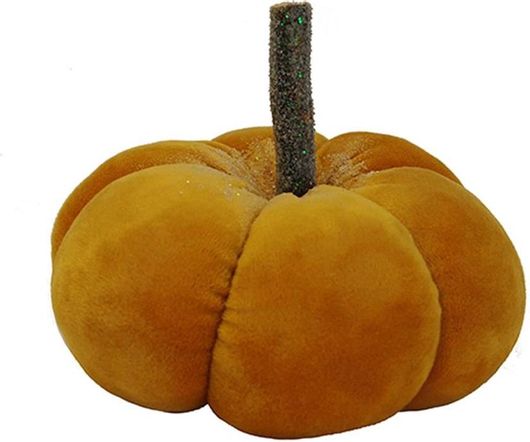 Γούρι για το Σπίτι Plastona 00.10.24207F Κολοκύθα Υφασμάτινη Επιτραπέζια με Ιριζέ Κοτσάνι 7.5x16cm Κροκί