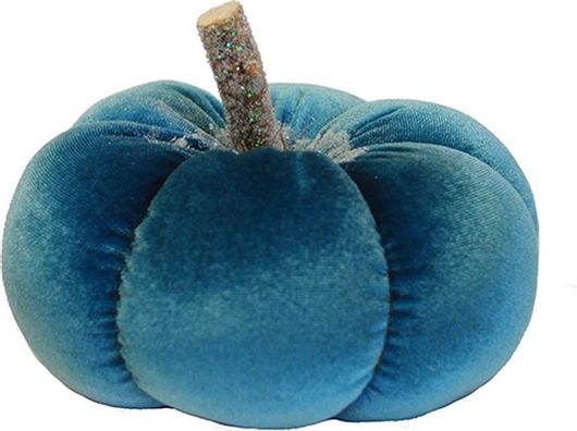 Γούρι για το Σπίτι Plastona 00.10.24207G Κολοκύθα Υφασμάτινη Επιτραπέζια με Ιριζέ Κοτσάνι 7.5x16cm Πετρόλ