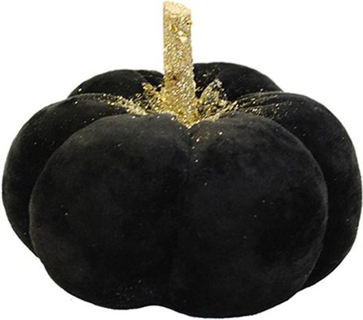 Γούρι για το Σπίτι Plastona 00.10.24207M Κολοκύθα Υφασμάτινη Επιτραπέζια με Χρυσό Κοτσάνι 7.5x16cm Μαύρο