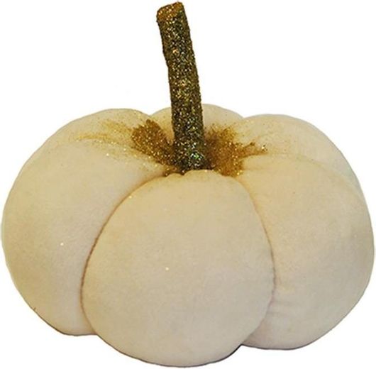 Γούρι για το Σπίτι Plastona 00.10.24207L Κολοκύθα Υφασμάτινη Επιτραπέζια με Χρυσό Κοτσάνι 7.5x16cm Εκρού