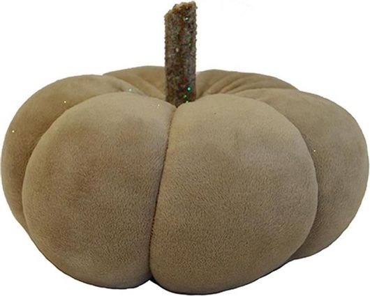 Γούρι για το Σπίτι Plastona 00.10.24208I Κολοκύθα Υφασμάτινη Επιτραπέζια με Ιριζέ Κοτσάνι 9.5x19cm Εκρού Άμμου