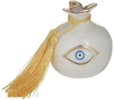 Γούρι Inart IN-3-70-146-0422 Ρόδι Κεραμικό 6.6x6.6xcm Λευκό