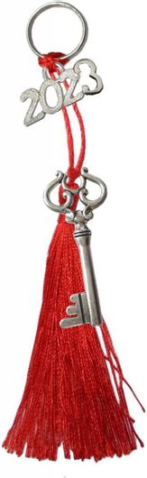 Γούρι For Home Κλειδί Κρεμαστό με Φούντα Ασημί