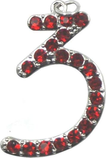 Γούρι Royal Art Collection Χρονιά 1206SL Αριθμός 3 Κρεμαστό Ασημί/Κόκκινο