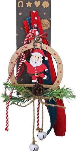 Γούρι Synchronia Άγιος Βασίλης με Κουδουνάκια Στρογγυλό Πολύχρωμο