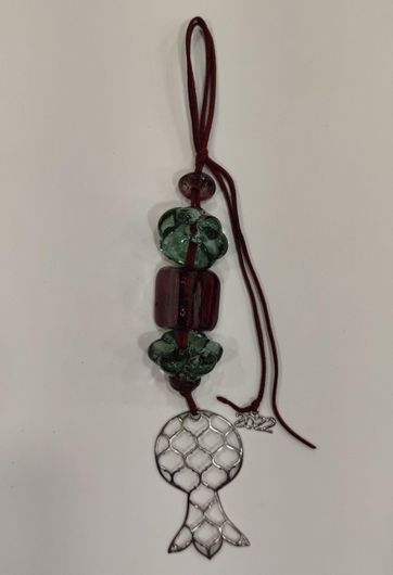 Γούρι Μάρω Κρεμαστό 2022 Μεταλλικό Ασημί Ρόδι 30cm G18