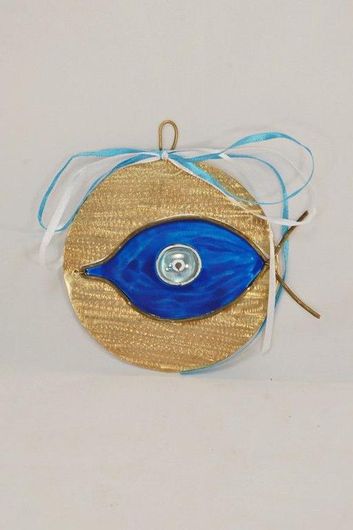 Γούρι Μάτι Στρογγυλό Μπλε/Χρυσό