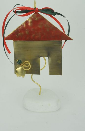 Γούρι Σπίτι Επιτραπέζιο με Βάση Βότσαλο 16cm Πολύχρωμο