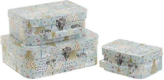 Χριστουγεννιάτικο Κουτί Inart Βαλίτσα Σετ 3τμχ 25x18x8.5cm