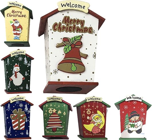 Χριστουγεννιάτικος Κουμπαράς Xmasfest 1131594 Σπιτάκι Ξύλινο 11.5x9x6cm 