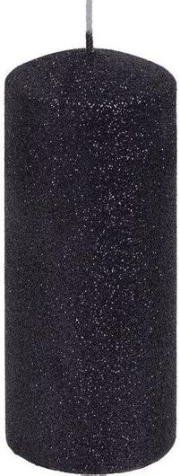 Χριστουγεννιάτικο Κερί Κολώνα Glitter 6x15cm Μαύρο