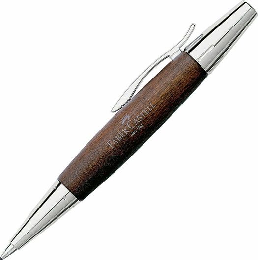 Στυλό Ballpoint Faber-Castell E-motion Twist Chrome Σκούρο Καφέ με Μπλε Μελάνι