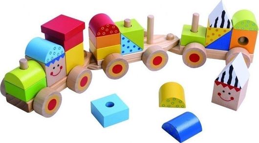 Τουβλάκια Tooky Toys Ξύλινα Τρενάκι Στοίβαξης 26τμχ για 18+ Μηνών