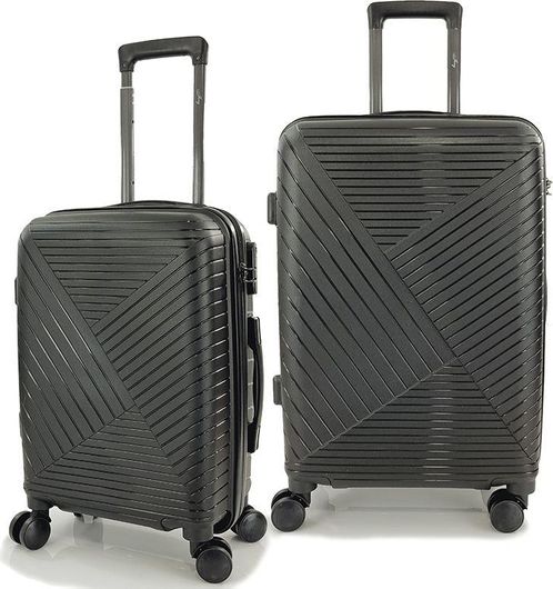 Βαλίτσες Ταξιδίου Σετ Μεσαία και Μικρή Σετ Playbags Collection PP09 2τμχ με 4 Ρόδες και Κλειδαριά Ασφαλείας 65x23x42cm Μαύρο