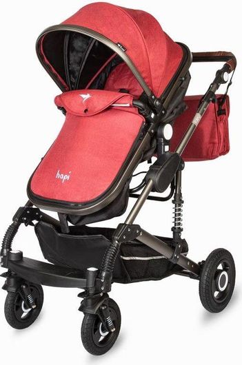 Πολυκαρότσι Smart Baby Hapi Riley H2019200221 με Ποδόσακο & Τσάντα Αλλαξιέρα 3 σε 1 Κόκκινο για Νεογέννητα
