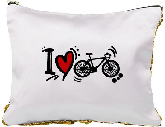 Νεσεσέρ Τσαντάκι I Love My Bike με Πούλιες Sequin Χρυσό