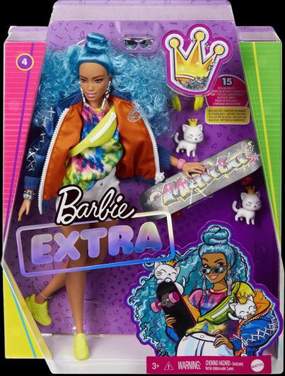 Κούκλα Mattel Barbie Extra Blue Curly Hair για 3+ Ετών