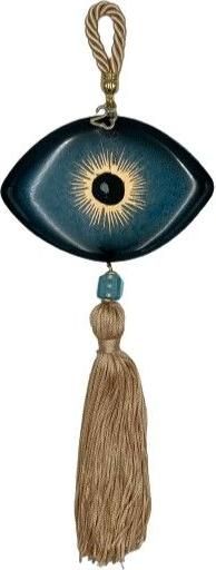 Γούρι Fysalis Κρεμαστό 2023 Γυάλινο Μπλε-Πράσινο Μάτι 30cm G0227