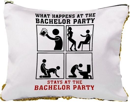 Νεσεσέρ Τσαντάκι What Happens At The Bachelor Party Stays At The Bachelor Party με Πούλιες Sequin Χρυσό