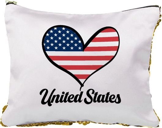 Νεσεσέρ Τσαντάκι Usa Flag με Πούλιες Sequin Χρυσό