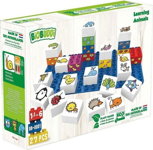 Τουβλάκια Biobuddi Εκπαιδευτικά Learning Animals BB-0001 για 18+ Μηνών Σετ 27τμχ