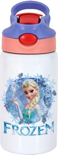 Παιδικό Παγούρι Θερμός Frozen Elsa Ανοξείδωτο με Καλαμάκι Ασφαλείας 350ml Ροζ / Μοβ