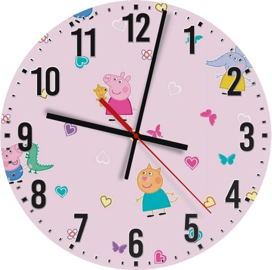 Ρολόι Τοίχου Koupakoupa Πέππα Το Γουρουνάκι & Οι Φίλοι Της Ξύλινο 30cm Ροζ